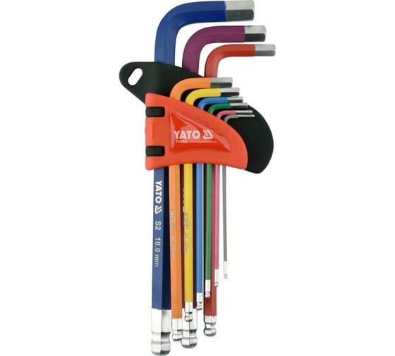 Изображение товара Набор ключей YATO HEX с шаром 1,5-10мм, 9шт YT-05632