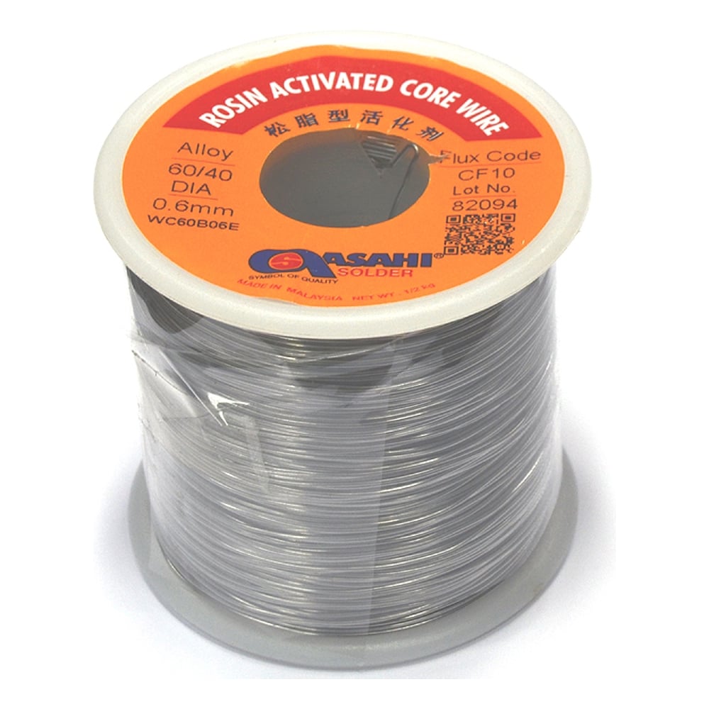 Изображение товара Припой мягкий 0.6 мм 0.5 кг Sn60/Pb40 с флюсом ASAHI