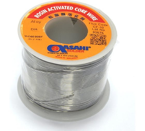 Изображение товара Припой (1 мм, 0.5 кг, Sn60/Pb40, CF10 флюс RA) ASAHI 00-00000072