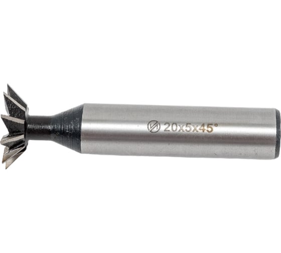 Изображение товара Фреза для пазов ласточкин хвост (20x63x5х12 мм; 45°; Z=8; DIN1833; прямой конус, HSS 6542) ИНСТУЛС 00001179959
