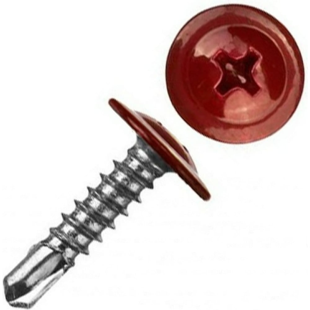 Изображение товара Крашеный саморез с пресс-шайбой со сверлом КВАДРА 4.2x16 мм, RAL 3005, уп. 20 шт. 300516220812