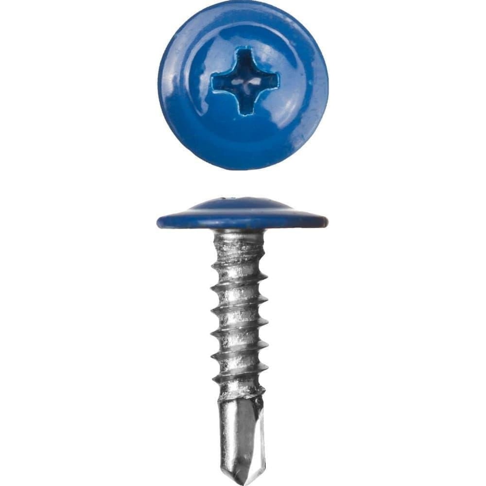 Изображение товара Крашеный саморез с пресс-шайбой со сверлом 4.2x19 мм RAL 5005, 100 шт