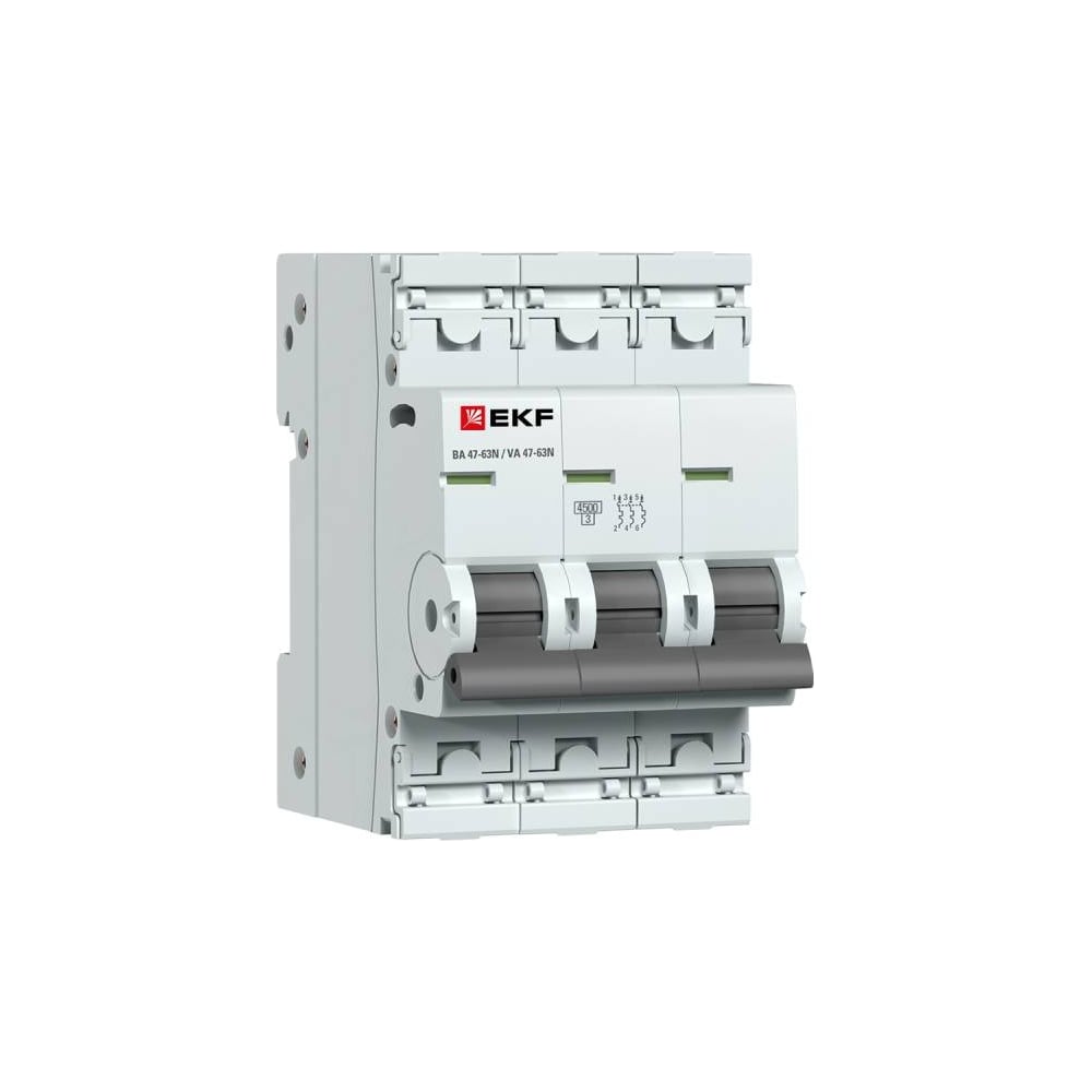 Изображение товара Автоматический выключатель ВА 47-63N 3P 6А D 4,5 кА EKF PROXIMA M634306D