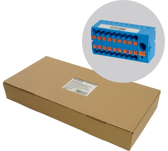 Изображение товара Зажим блочный (групп) STEKKER для распределения тока нагрузки push-in на 18 точек, сечение 2,5 мм2, 690V, 41А, синий LD580 PTFIX 6-18/25, 30 шт в упак, 49755