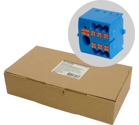 Изображение товара Зажим блочный (групп) STEKKER для распределения тока нагрузки push-in на 6 точек, сечение 2,5 мм2, 690V, 41А, LD580 PTFIX 6-06/25, 56 шт в упак, 49753
