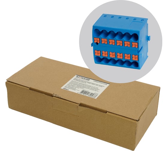 Изображение товара Зажим блочный (групп) STEKKER для распределения тока нагрузки push-in на 12 точек, сечение 2,5 мм2, 450V, 24А, синий LD580 PTFIX 12/25, 30 шт в упак, 49751