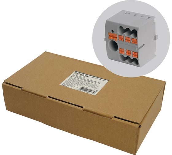 Изображение товара Зажим блочный STEKKER PT распределения на 6 точек, сечение 2,5 мм2, 690V, 41А, серый LD580 PTFIX 6-06/25, 56 шт в упак, 49747