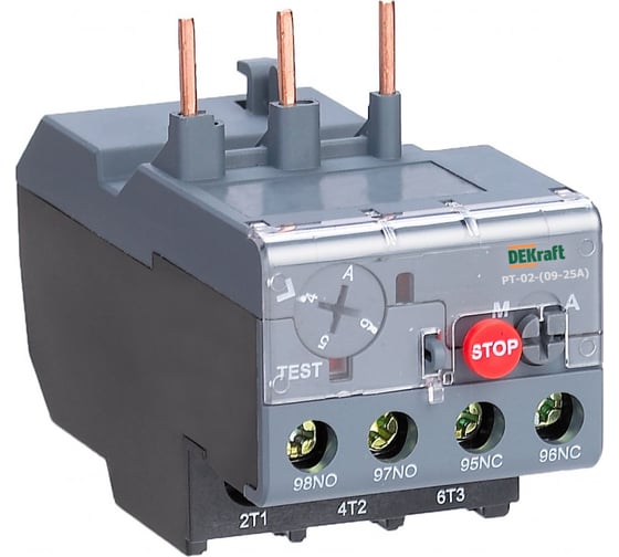 Изображение товара Реле тепловое DEKraft для контакторов РТ-02 9 А-25 А 0.63 А-1.0 А 10 А 23159DEK