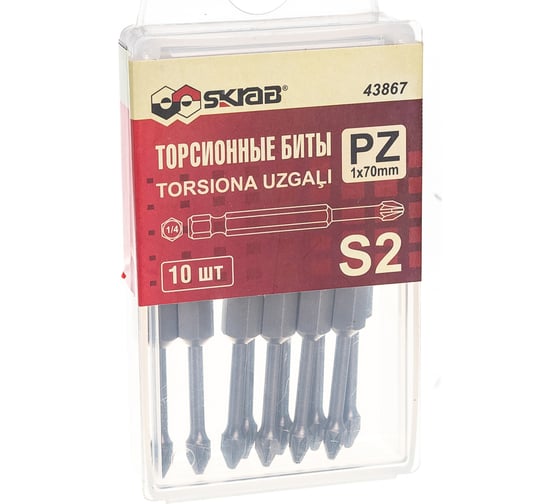 Изображение товара Биты торсионные (10 шт; PZ1; 70 мм) SKRAB 43867