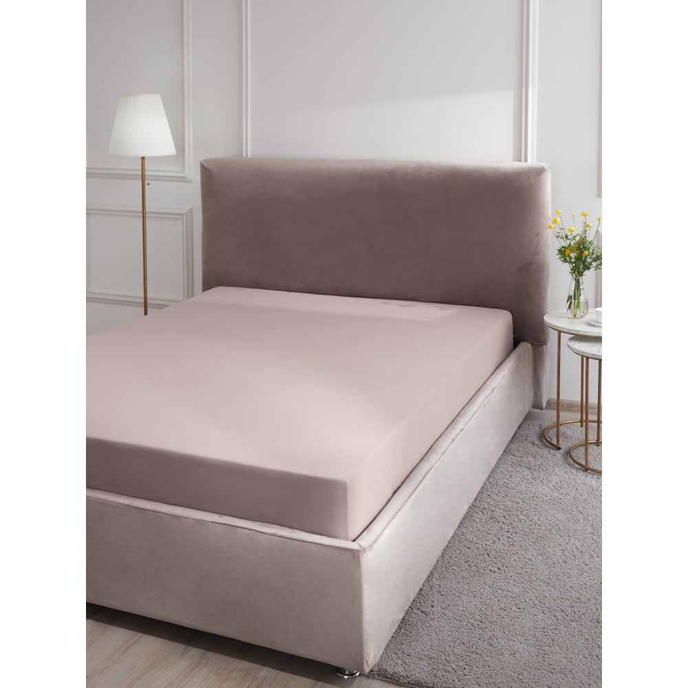 Изображение товара Простыня на резинке Guten Morgen 200x200 см гладкокрашенная кофе трикотажная