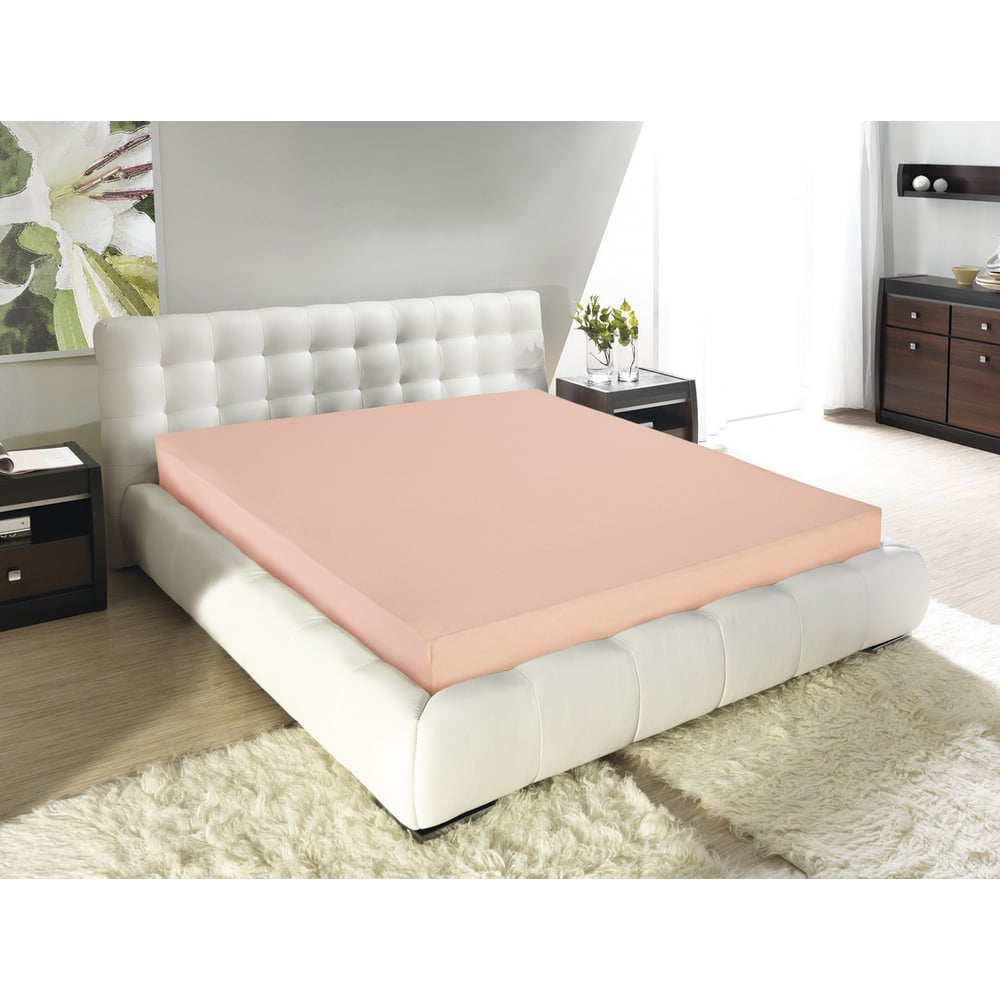 Изображение товара Простыня на резинке Guten Morgen персиковая 200x200 см