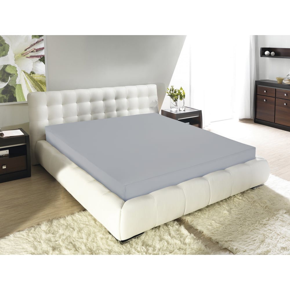 Изображение товара Простыня на резинке Guten Morgen 140x200 см серый трикотаж плотность 125 г/м²