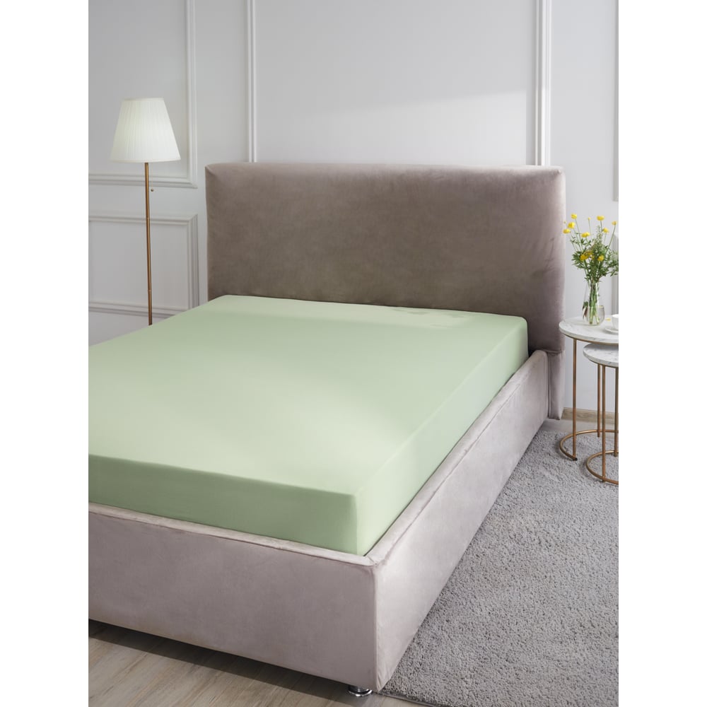 Изображение товара Простыня на резинке Guten Morgen трикотаж 200x200 см хаки