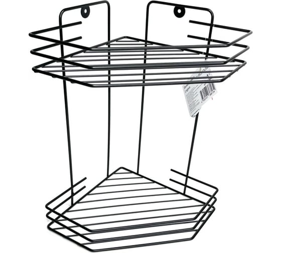 Изображение товара Полка угловая EUROHOUSE 2 яруса, 20.5х20.5х31.5 см, металл, черная, в комплекте дюбели и саморезы 16364