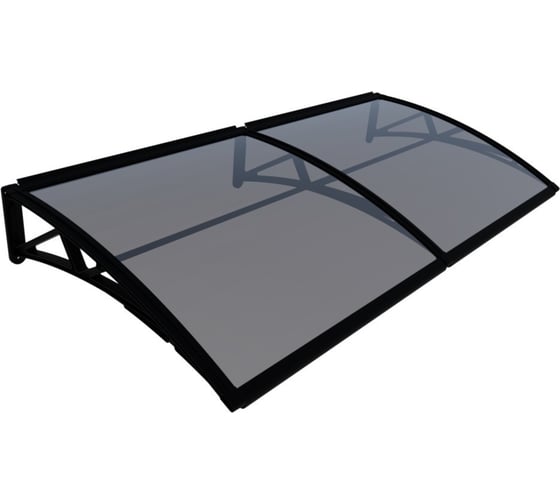 Изображение товара Козырек (навес) защитный ВПМ усиленный профиль, двойной, черный, ПК сотовый темный 6 мм 6189168
