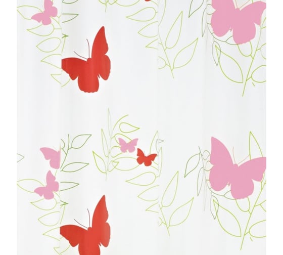 Изображение товара Штора для ванных комнат RIDDER Butterflies красный 180x200 32606