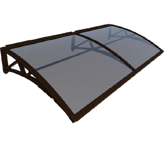Изображение товара Козырек (навес) защитный ВПМ усиленный профиль, двойной, коричневый, ПК сотовый темный 6 мм 6189164