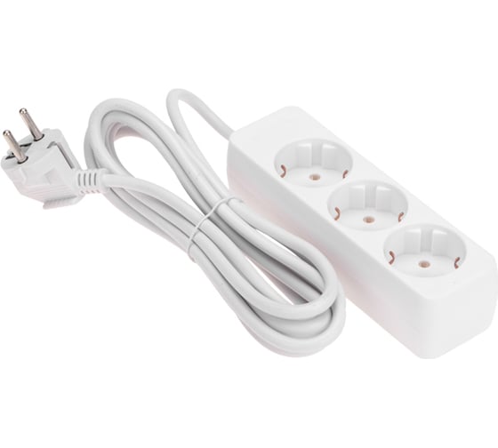 Изображение товара Удлинитель PROconnect 3 гнезда, 3м, 3x0,75мм², с заземлением, белый 13-4209