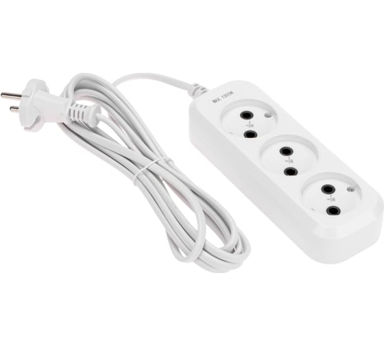 Изображение товара Удлинитель PROconnect 3 гнезда, 3м, 2x0,75мм², без заземления, белый 13-4206