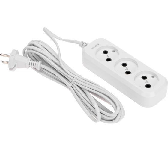 Изображение товара Удлинитель PROconnect 3 гнезда, 5м, 2x0,75мм², без заземления, белый 13-4207
