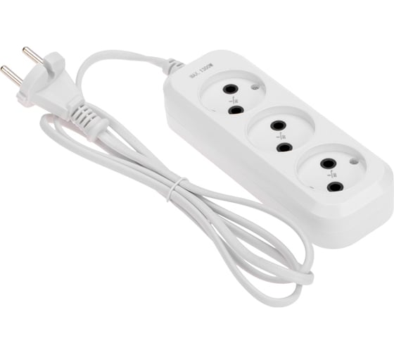 Изображение товара Удлинитель PROconnect 3 гнезда, 1,5м, 2x0,75мм², без заземления, белый 13-4205