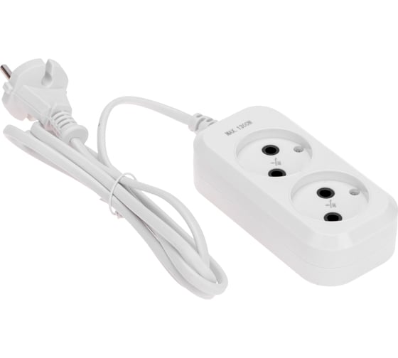 Изображение товара Удлинитель PROconnect 2 гнезда, 1,5м, 2x0,75мм², без заземления, белый 13-4200