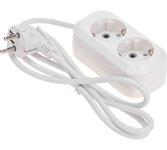 Изображение товара Удлинитель PROconnect 2 гнезда, 1,5м, 3x0,75мм², с заземлением, белый 13-4202