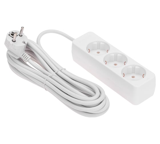 Изображение товара Удлинитель PROconnect 3 гнезда, 5м, 3x0,75мм², с заземлением, белый 13-4210