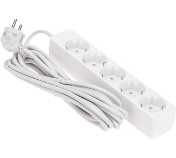 Изображение товара Удлинитель PROconnect 5 гнезд, 5м, 3x0,75мм², с заземлением, белый 13-4213