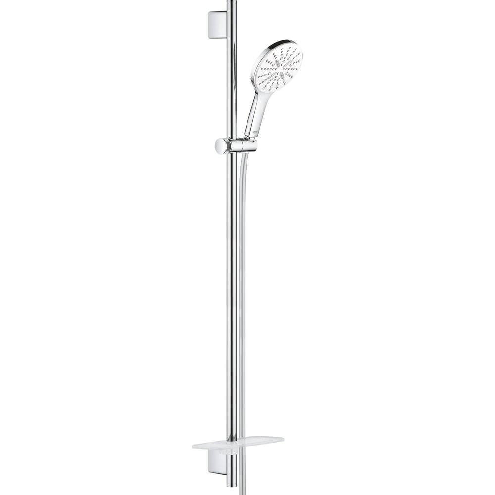 фото Душевой гарнитур grohe rainshower smartactive 130, ручной душ, душевая штанга, полочка, 26579ls0