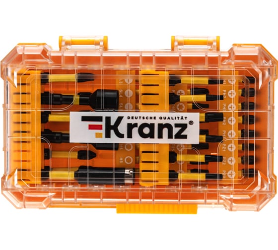 Изображение товара Набор торсионных бит с магнитным держателем и торцевыми головками, пластиковый кейс, 41 шт KRANZ KR-92-0463