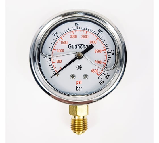 Изображение товара Манометр виброустойчивый АРКАИМ YN63Z на 315 бар, 63 мм, G 1/4" радиальный, глицериновый YN63ZR315D63G14