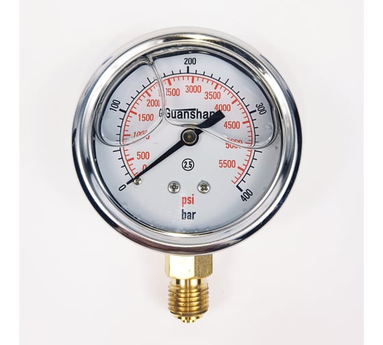 Изображение товара Манометр виброустойчивый АРКАИМ YN63Z на 400 бар, 63 мм, G 1/4" радиальный, глицериновый YN63ZR400D63G14