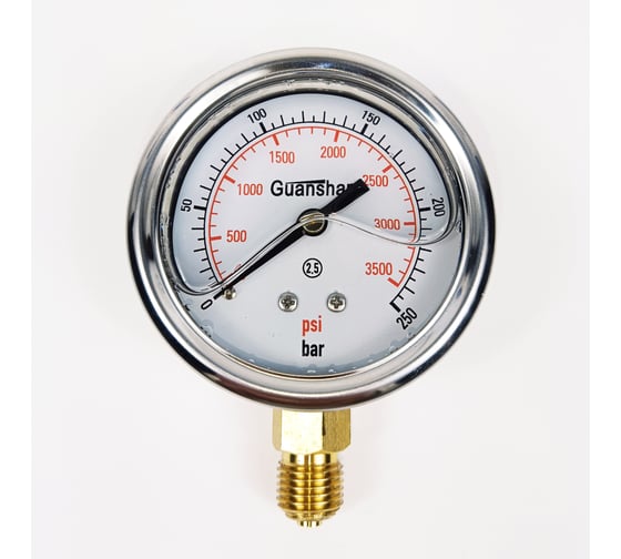 Изображение товара Манометр виброустойчивый АРКАИМ YN63Z на 250 бар, 63 мм, G 1/4" радиальный, глицериновый YN63ZR250D63G14