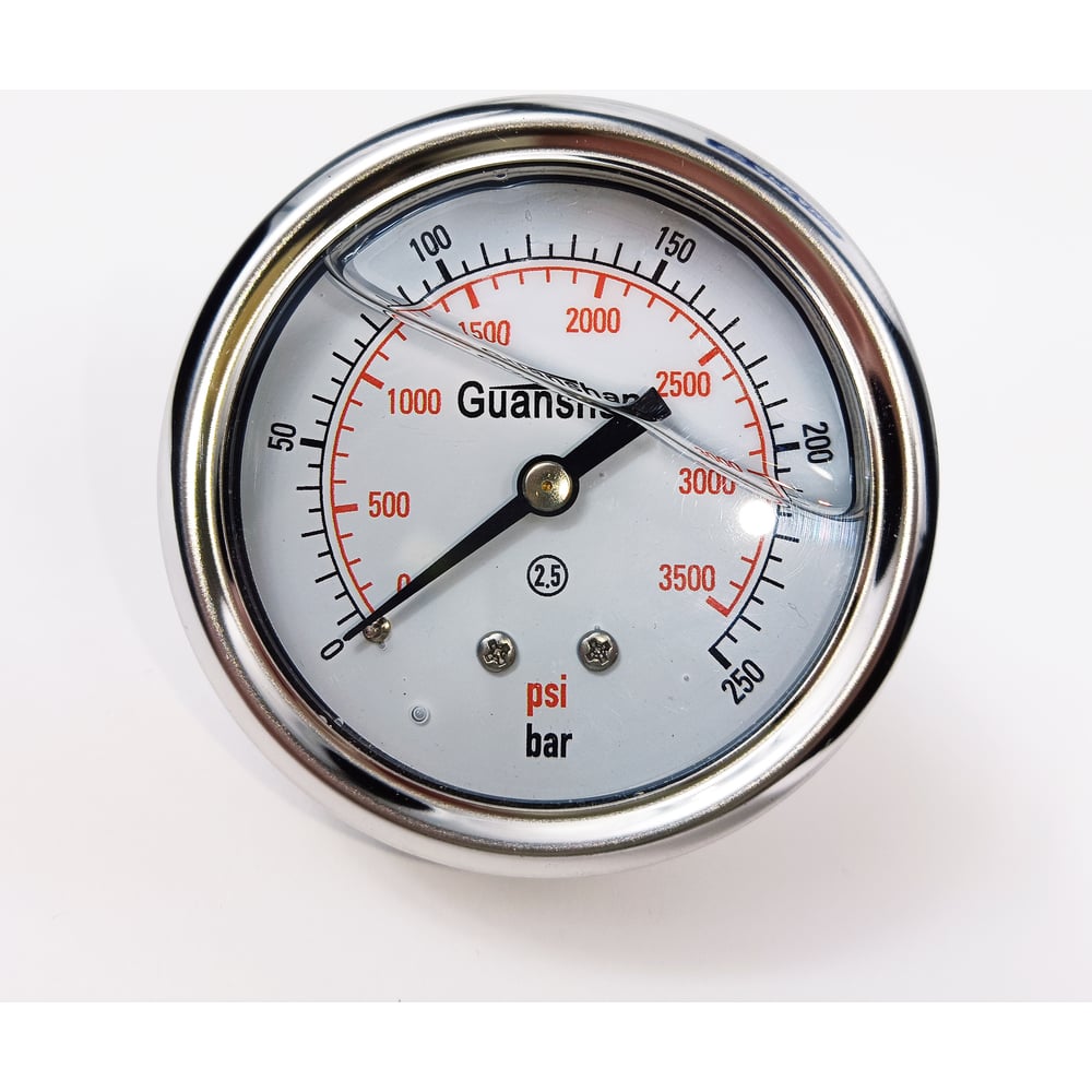 Изображение товара Манометр виброустойчивый АРКАИМ YN63Z на 250 бар, 63 мм, G 1/4" осевой, глицериновый YN63ZО250D63G14