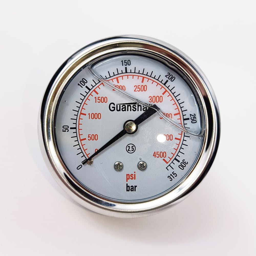 Изображение товара Манометр виброустойчивый АРКАИМ YN63Z на 315 бар, 63 мм, G 1/4" осевой, глицериновый YN63ZО315D63G14