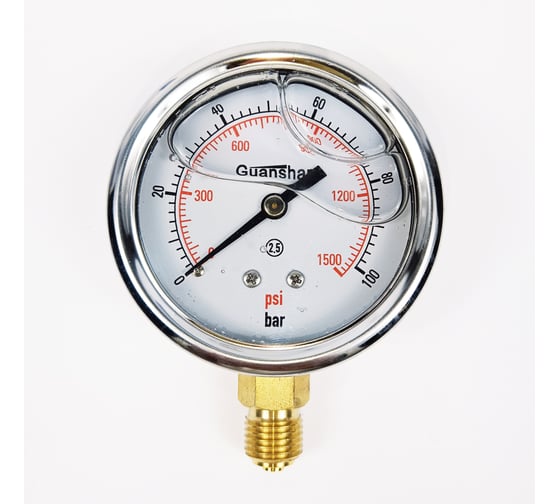 Изображение товара Манометр виброустойчивый АРКАИМ YN63Z на 100 бар, 63 мм, G 1/4" осевой, глицериновый YN63ZО100D63G14