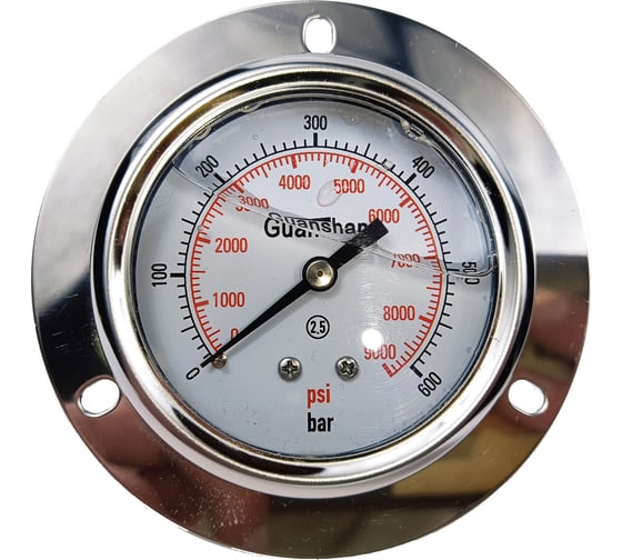 Изображение товара Манометр виброустойчивый АРКАИМ YN63Z на 600 бар, 63 мм, G 1/4" фланцевый, глицериновый YN63ZF600D63G14