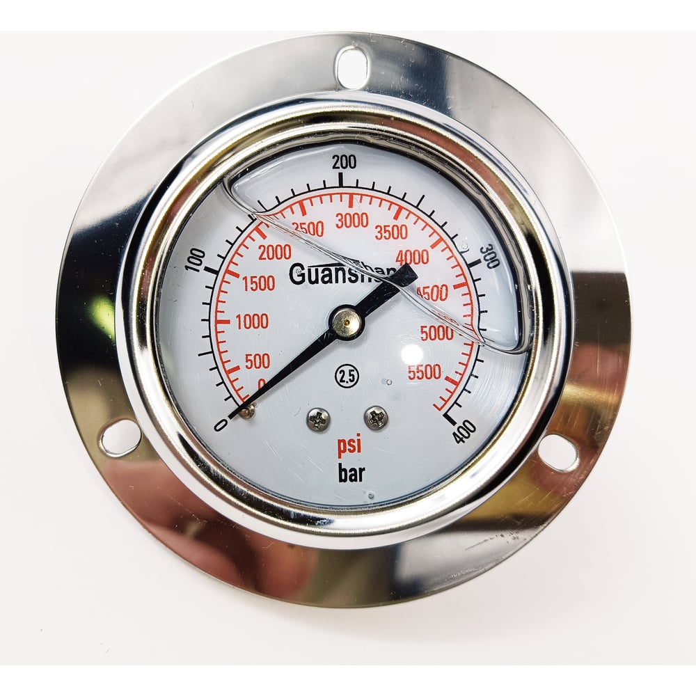 Изображение товара Манометр виброустойчивый АРКАИМ YN63Z на 400 бар, 63 мм, G 1/4" фланцевый, глицериновый YN63ZF400D63G14