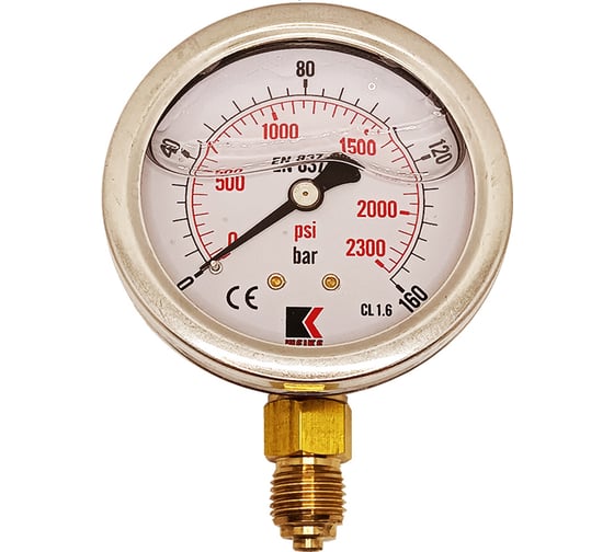 Изображение товара Манометр гидравлический виброустойчивый АРКАИМ WKP1007 на 160 бар, 63 мм, G 1/4" радиальный, глицериновый WKP1007R160D63G14