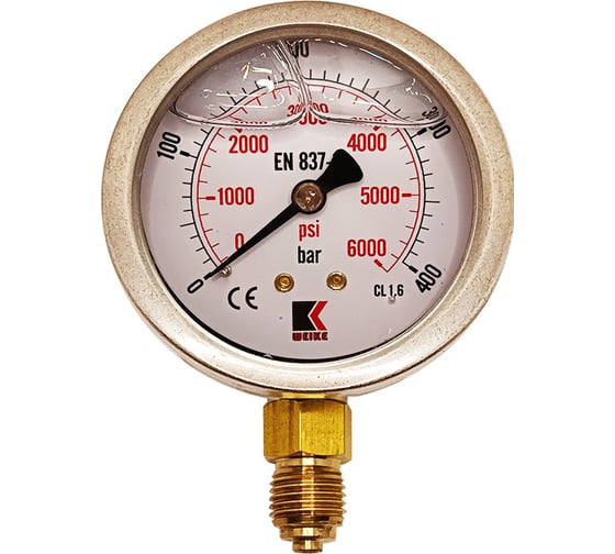 Изображение товара Манометр гидравлический виброустойчивый АРКАИМ WKP1007 на 400 бар, 63 мм, G 1/4" радиальный, глицериновый WKP1007R400D63G14