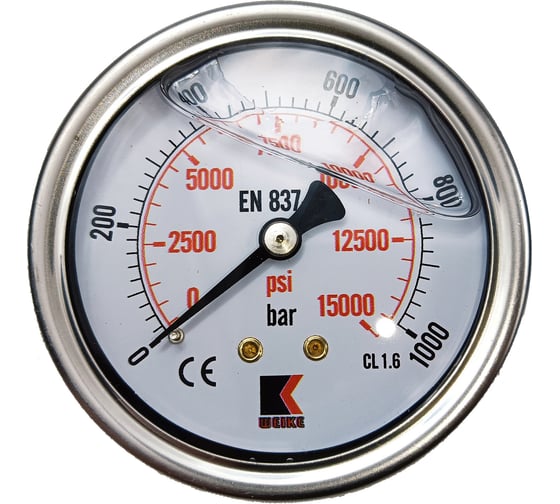 Изображение товара Манометр гидравлический виброустойчивый АРКАИМ WKP1007 на 1000 бар, 63 мм, G 1/4" осевой, глицериновый WKP1007O1000D63G14