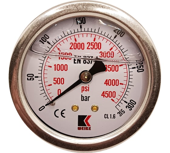 Изображение товара Манометр гидравлический виброустойчивый АРКАИМ WKP1007 на 315 бар, 63 мм, G 1/4" осевой, глицериновый WKP1007O315D63G14