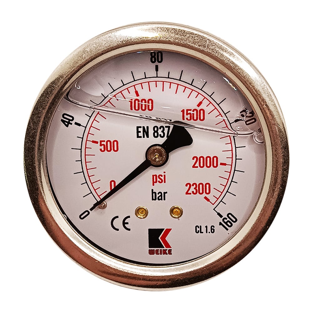 Изображение товара Манометр гидравлический виброустойчивый АРКАИМ WKP1007 на 160 бар, 63 мм, G 1/4" осевой, глицериновый WKP1007O160D63G14