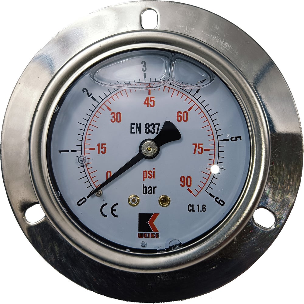 Изображение товара Гидравлический манометр WKP1007 фланцевый на 6 бар 63 мм G 1/4" глицериновый