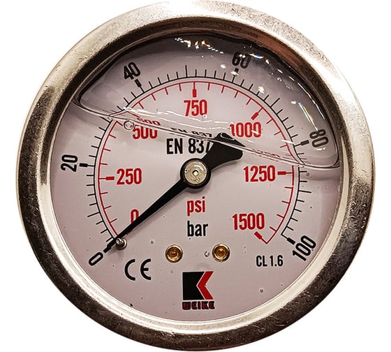 Изображение товара Манометр гидравлический виброустойчивый АРКАИМ WKP1007 на 100 бар, 63 мм, G 1/4" осевой, глицериновый WKP1007O100D63G14