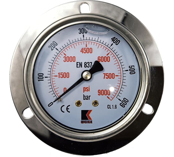 Изображение товара Манометр гидравлический виброустойчивый АРКАИМ WKP1007 фланцевый, на 600 бар, 63 мм, G 1/4", глицериновый WKP1007F600D63G14