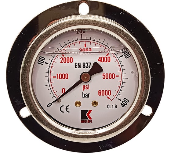 Изображение товара Манометр гидравлический виброустойчивый АРКАИМ WKP1007 фланцевый, на 400 бар, 63 мм, G 1/4", глицериновый WKP1007F400D63G14