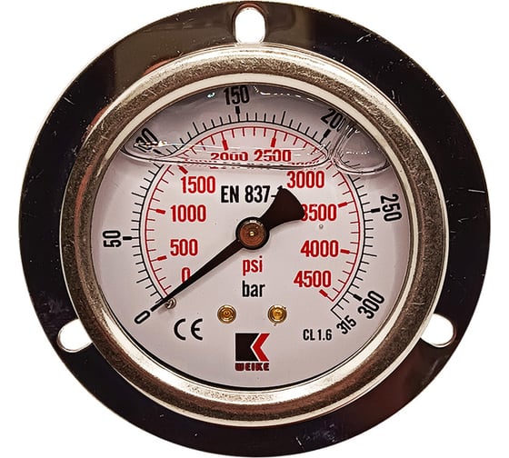 Изображение товара Манометр гидравлический виброустойчивый АРКАИМ WKP1007 фланцевый, на 315 бар, 63 мм, G 1/4", глицериновый WKP1007F315D63G14