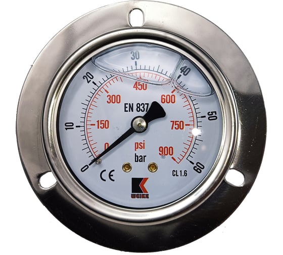 Изображение товара Манометр гидравлический виброустойчивый АРКАИМ WKP1007 фланцевый, на 60 бар, 63 мм, G 1/4", глицериновый WKP1007F60D63G14